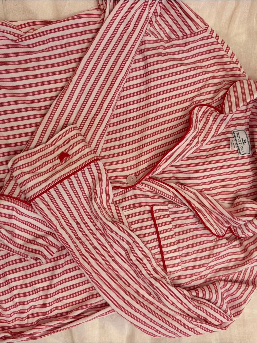 Striped Red & White Long-Sleeve Pajama Set - Picture 2 of 5